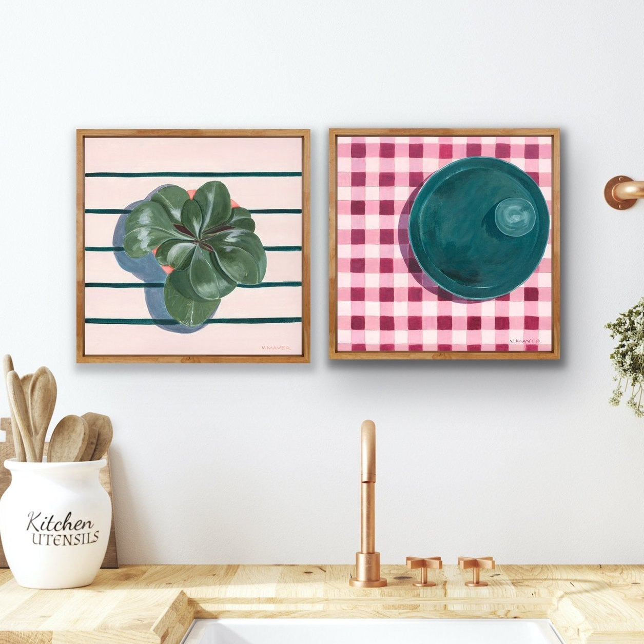 '1975' Pink Gingham Pattern, Still Life - Art Edition Print