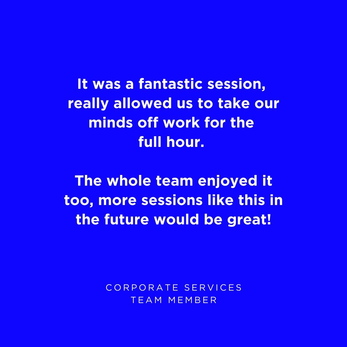 Blue background with white text and 'Corporate Services Team Member' at the bottom.