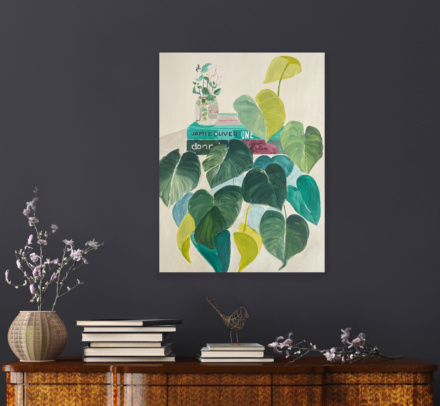 Abstract Botanical on wood panel, Remember the Beginning, acrylic on wooden panel, 41x31 - by Vanessa McMahon-Maver