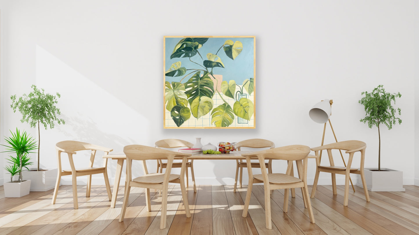 A Love Story, acrylic on canvas, raw timber frame, 60x60