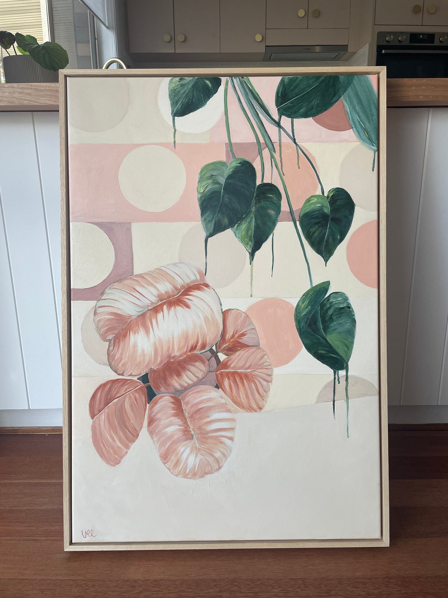 Good Things Ahead, acrylic on canvas, raw timber frame, 90x60