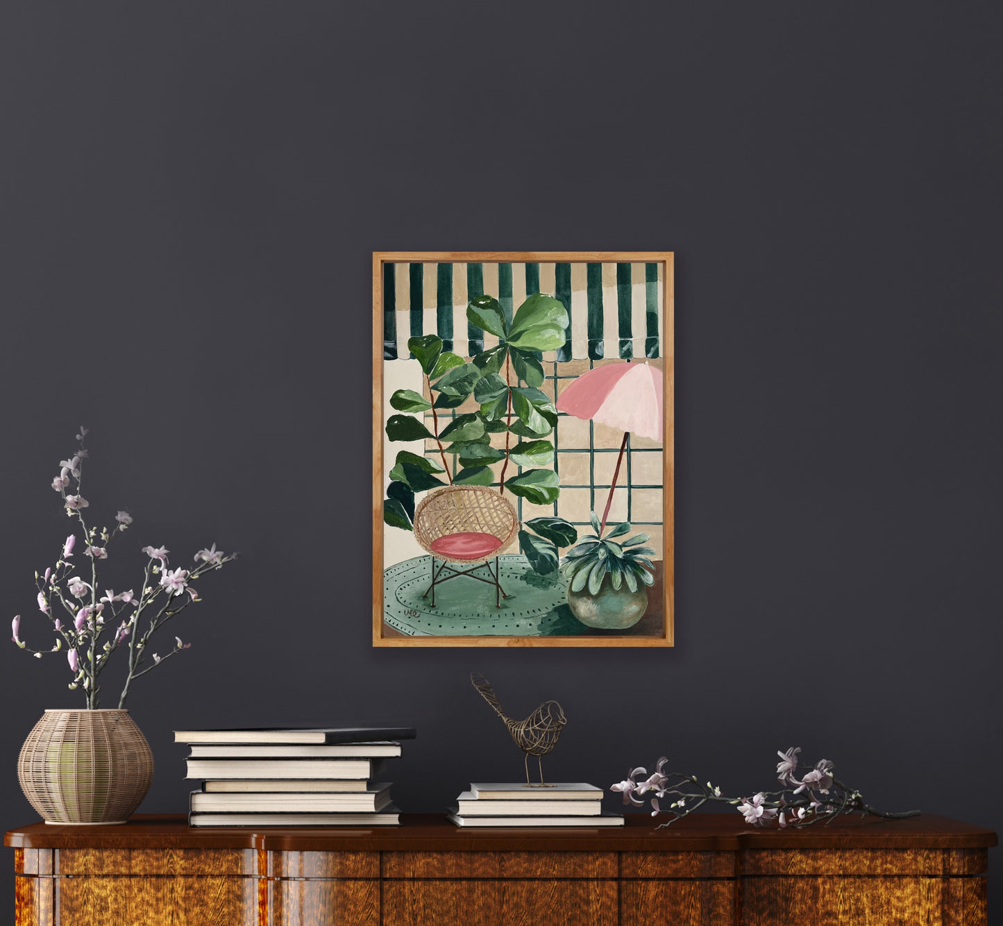 Garden State, framed, acrylic on canvas, mini interior, 44cmx33cm