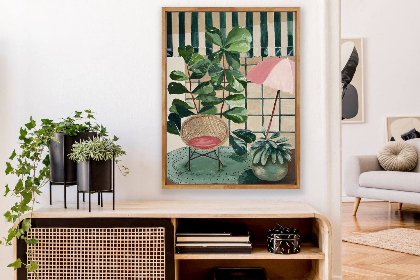 Garden State, framed, acrylic on canvas, mini interior, 44cmx33cm