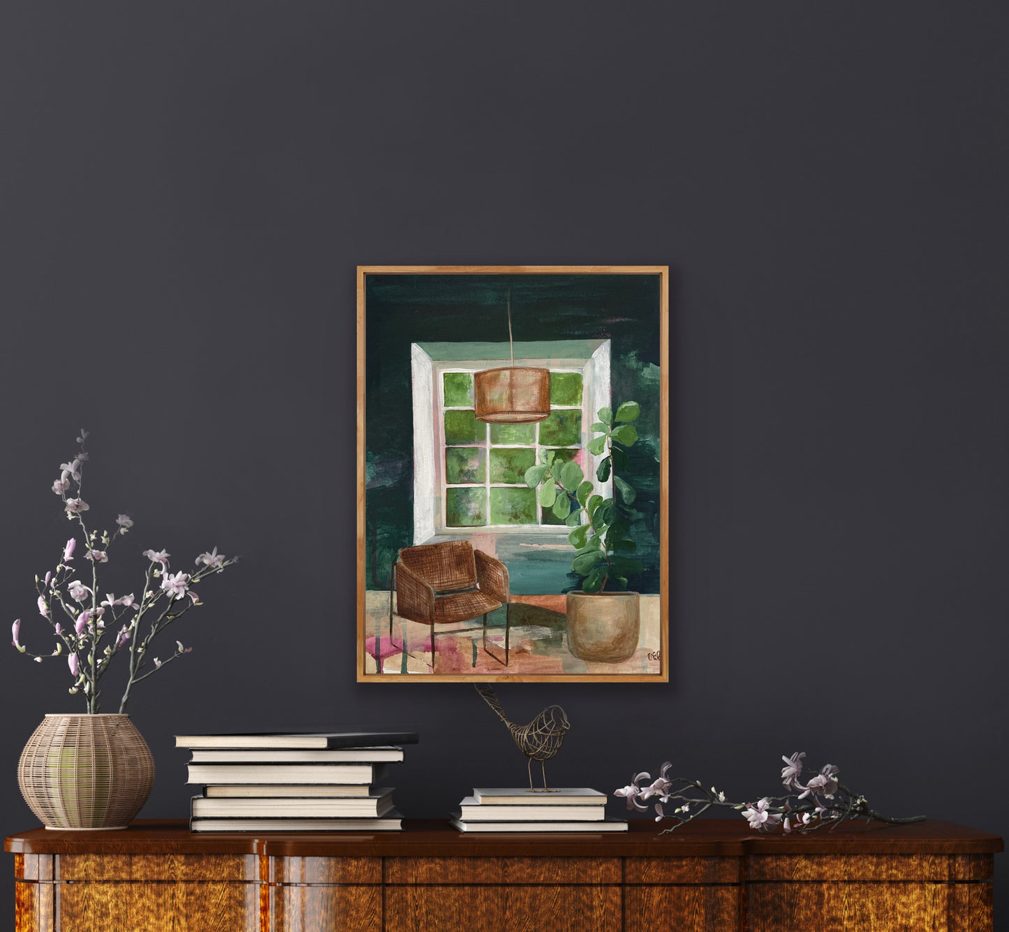 Room With A View, acrylic on canvas, raw timber frame, 44cmx33cm