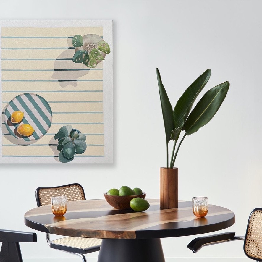 Best Laid Plants, still life artwork, framed in white timber, 54cm x 64cm