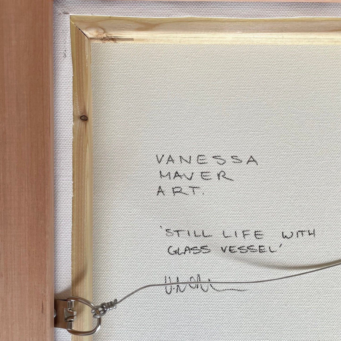 Still Life with Glass Vessel, original painting, raw timber frame, 65cm x 65cm, Vanessa Maver