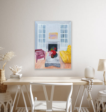 Beautiful Blooms, acrylic on canvas, framed in raw timber, 38cm(h)x28cm(w)