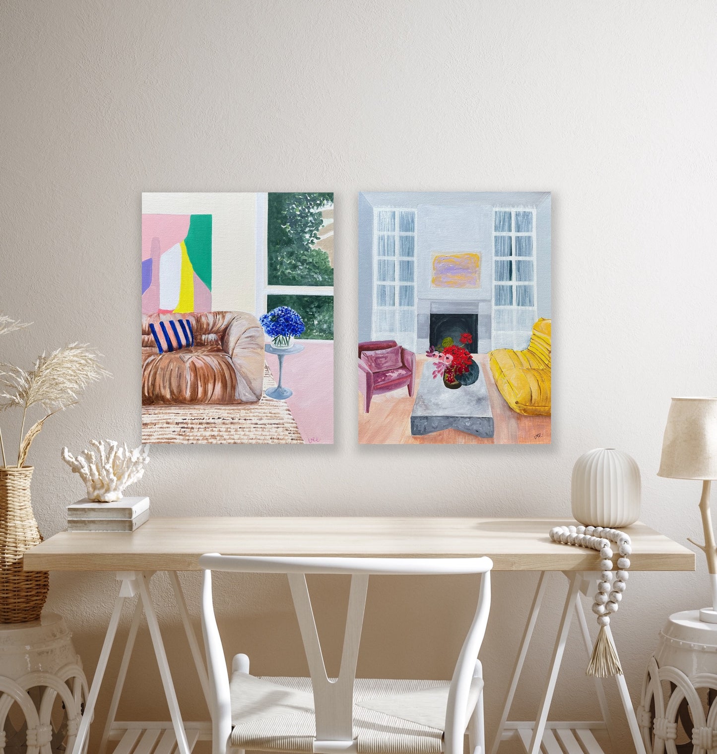 Beautiful Blooms, acrylic on canvas, framed in raw timber, 38cm(h)x28cm(w)