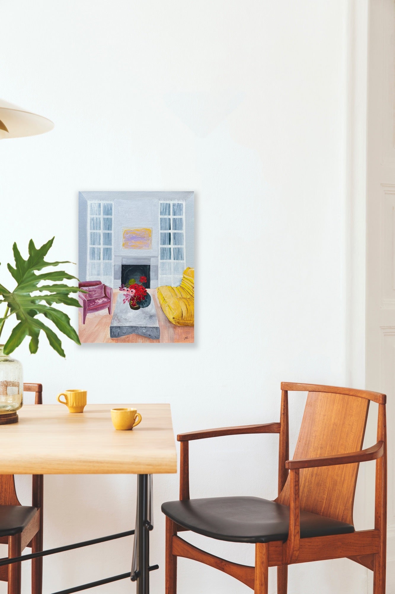 Beautiful Blooms, acrylic on canvas, framed in raw timber, 38cm(h)x28cm(w)