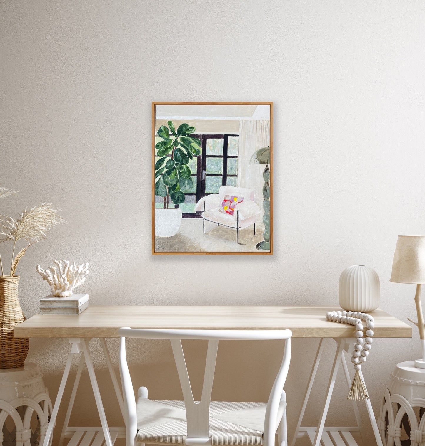 Boucle' Dreaming, acrylic on canvas, raw timber frame, 38cmx28cm