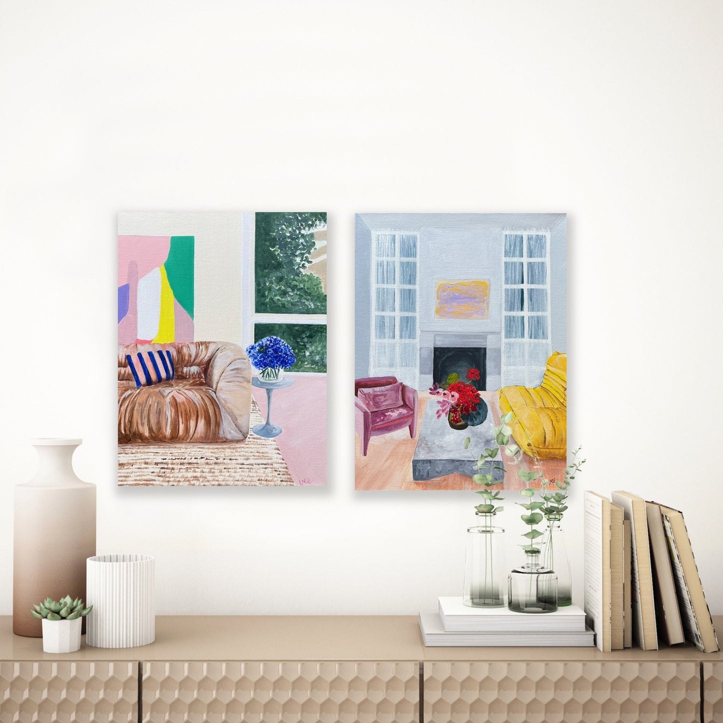 Beautiful Blooms, acrylic on canvas, framed in raw timber, 38cm(h)x28cm(w)