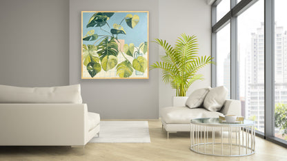A Love Story, acrylic on canvas, raw timber frame, 60x60