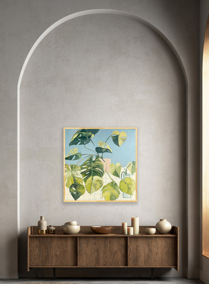 A Love Story, acrylic on canvas, raw timber frame, 60x60