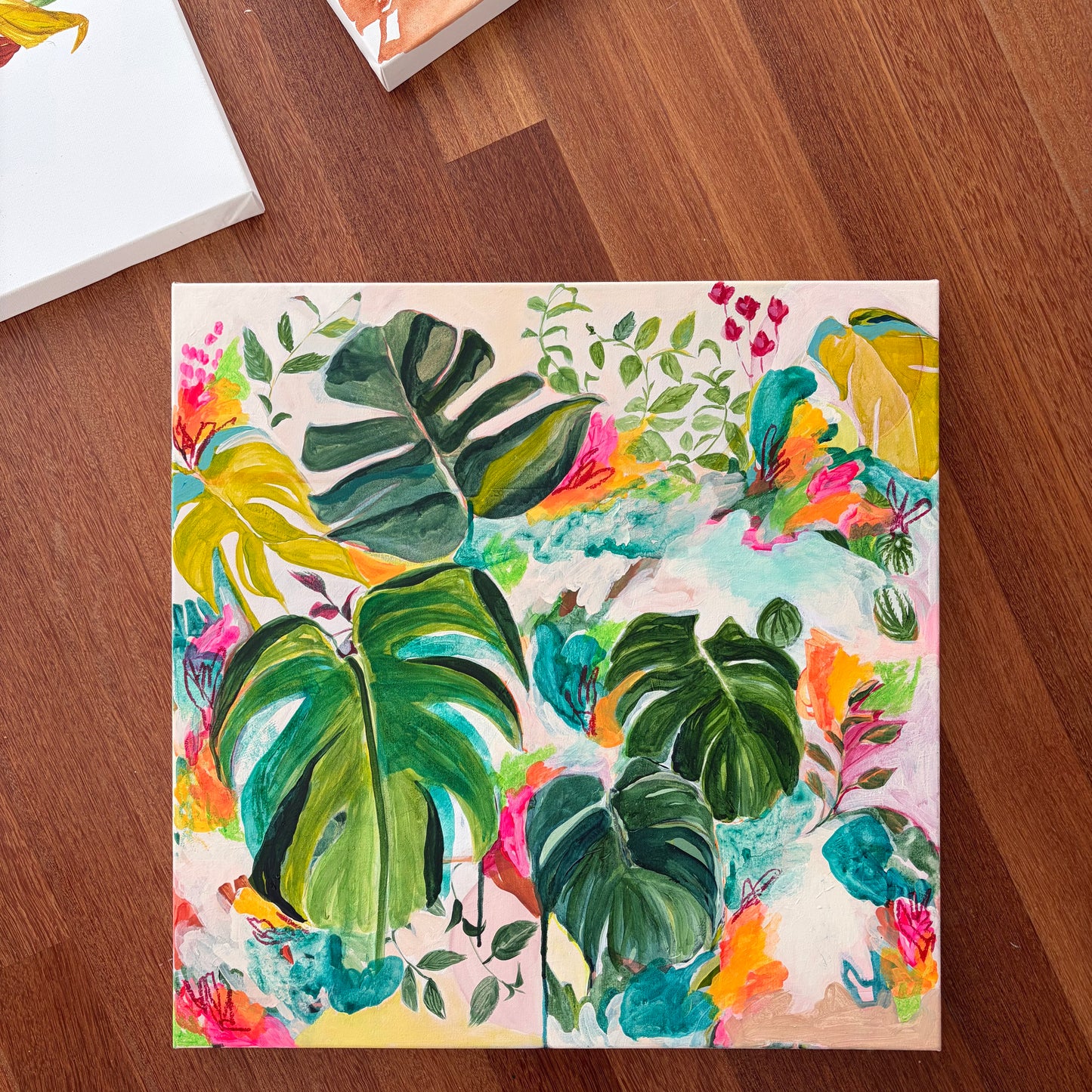 WHEN IT RAINS Abstract painting, acrylic on canvas, unframed, 60x60cm