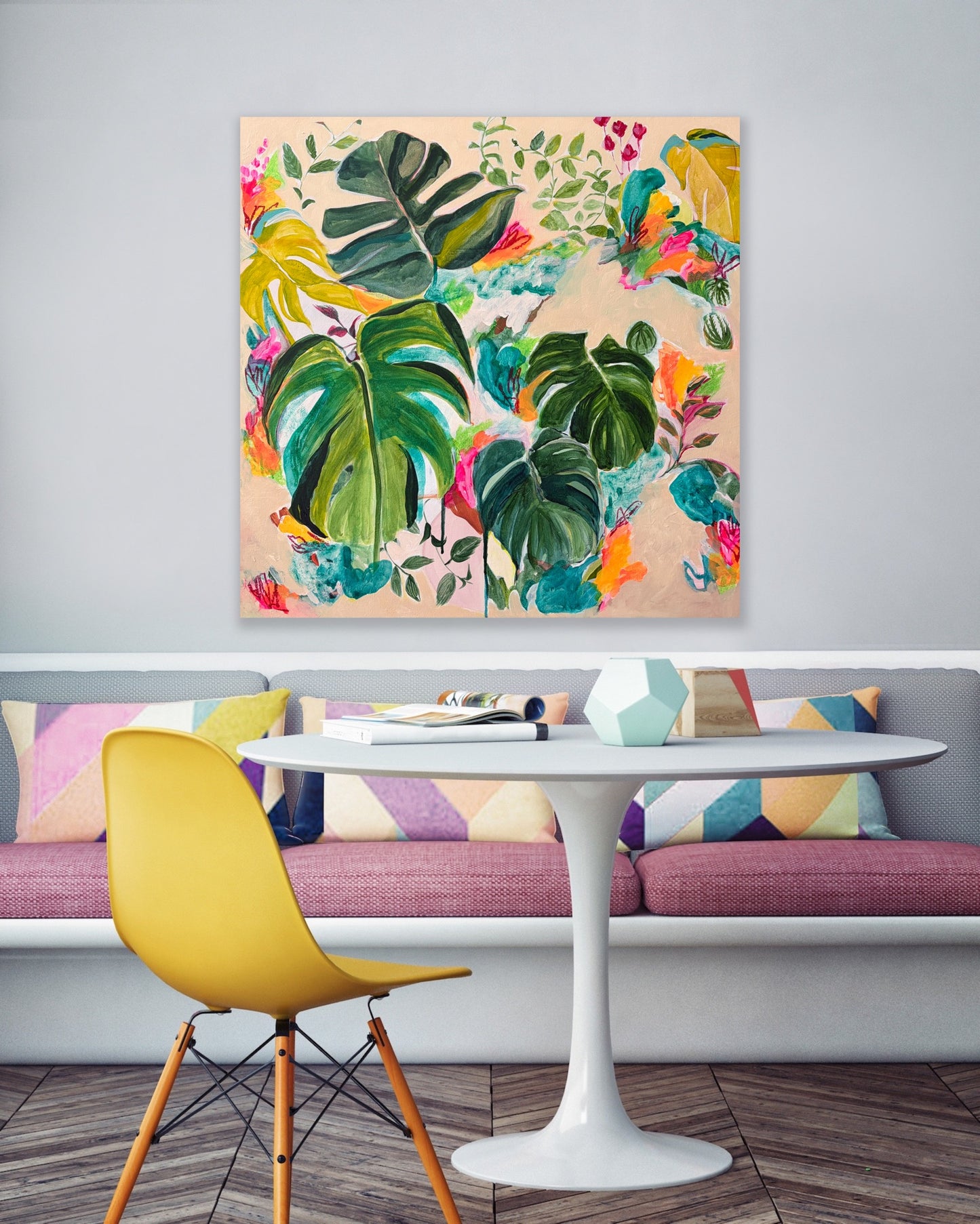 WHEN IT RAINS Abstract painting, acrylic on canvas, unframed, 60x60cm