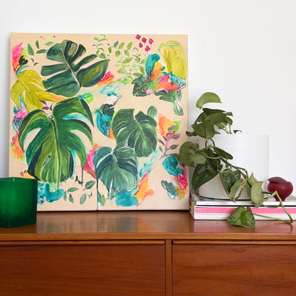 WHEN IT RAINS Abstract painting, acrylic on canvas, unframed, 60x60cm