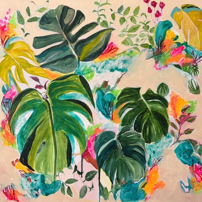 WHEN IT RAINS Abstract painting, acrylic on canvas, unframed, 60x60cm