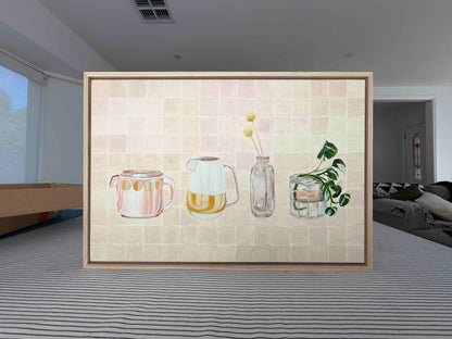 Jug Life, oak float frame, 40cm x 60cm