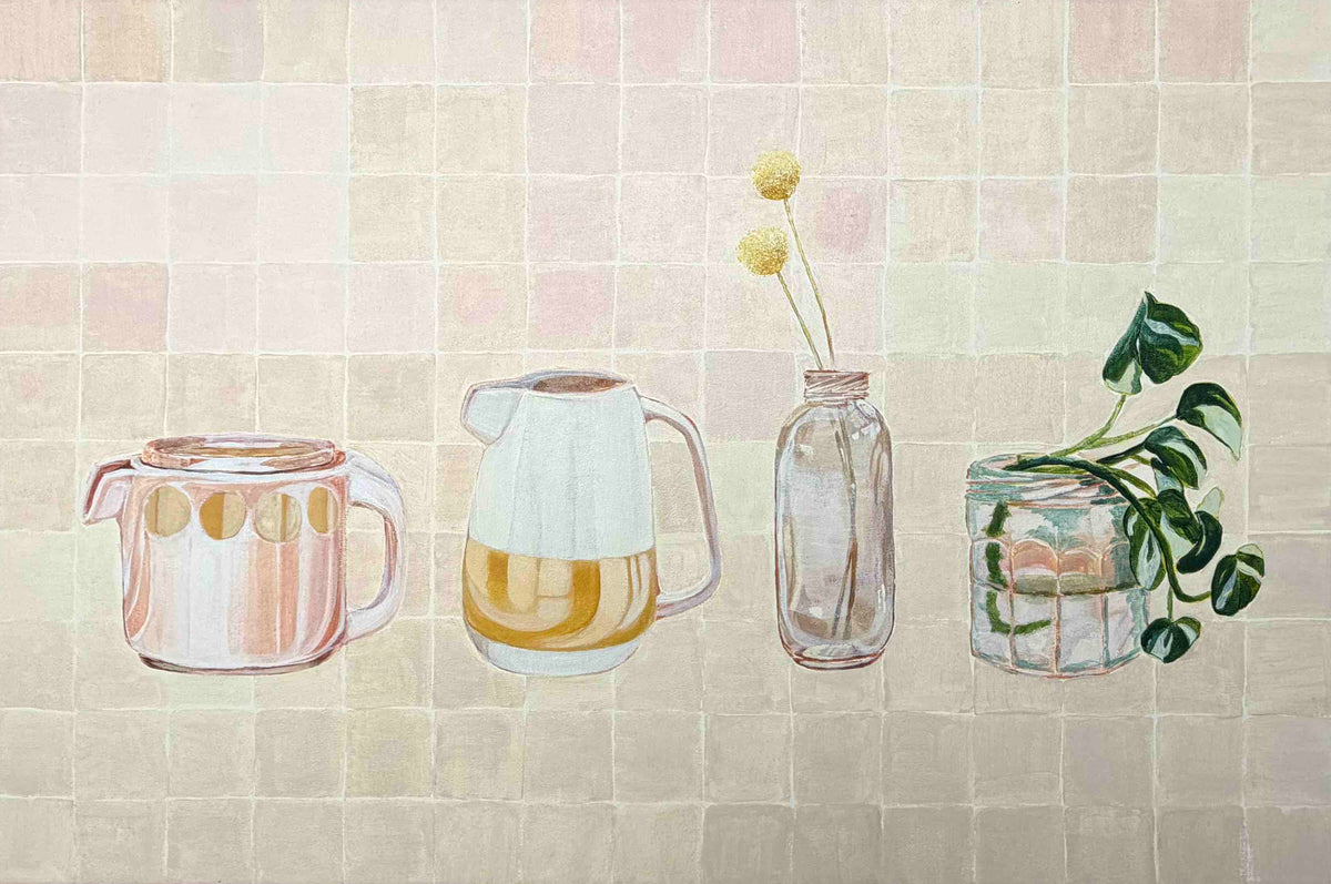 Jug Life, oak float frame, 40cm x 60cm