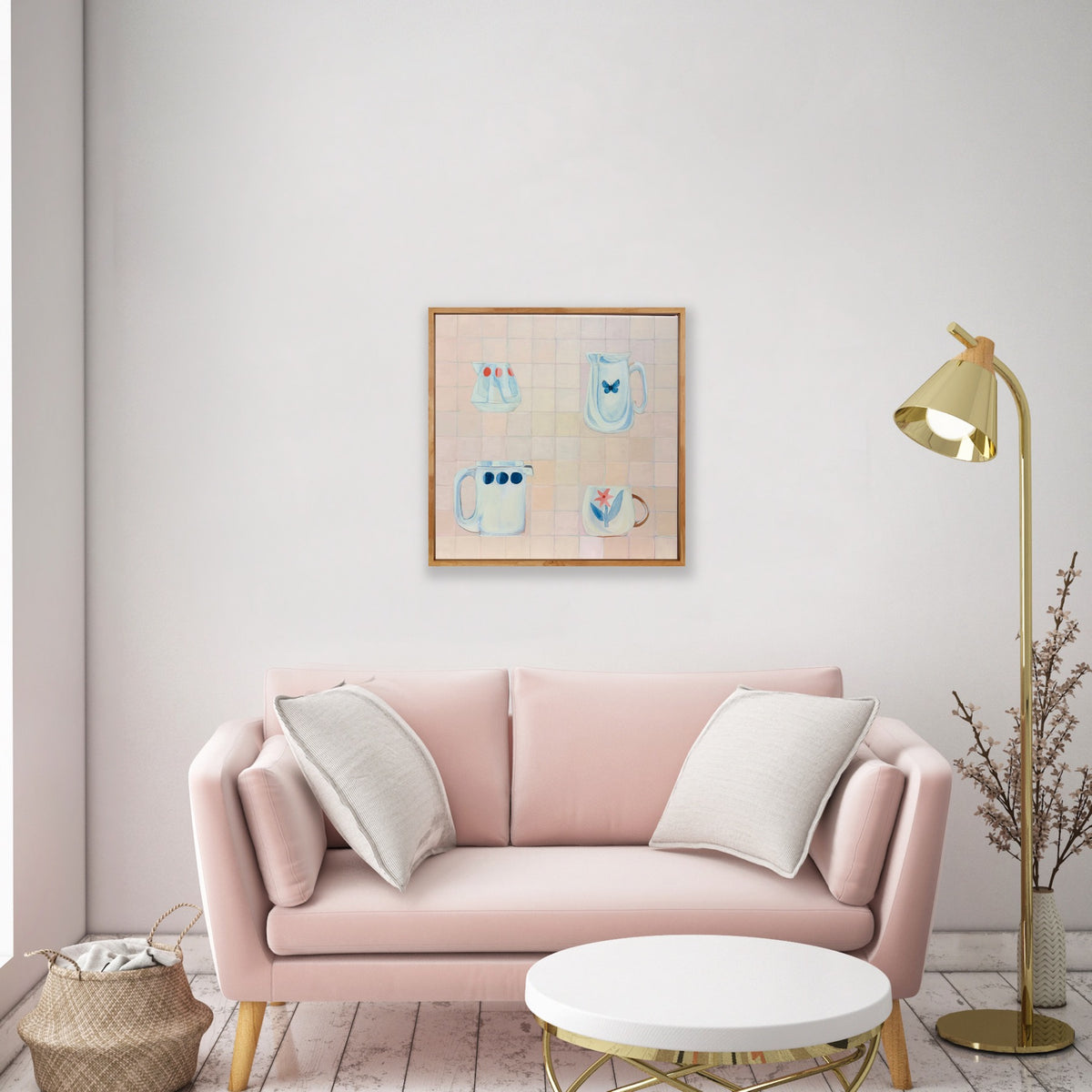 PASTEL PERFECTION, Raw timber frame, acrylic on canvas, 40cm x 40cm