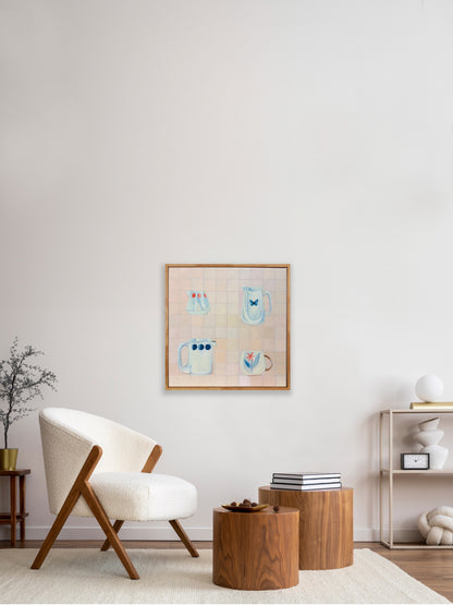 PASTEL PERFECTION, Raw timber frame, acrylic on canvas, 40cm x 40cm