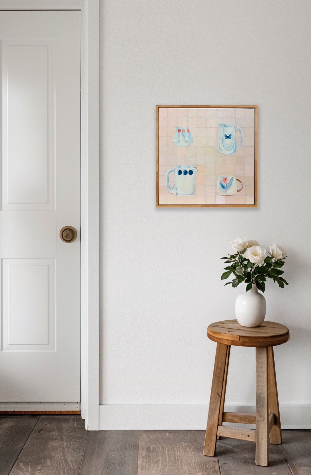 PASTEL PERFECTION, Raw timber frame, acrylic on canvas, 40cm x 40cm