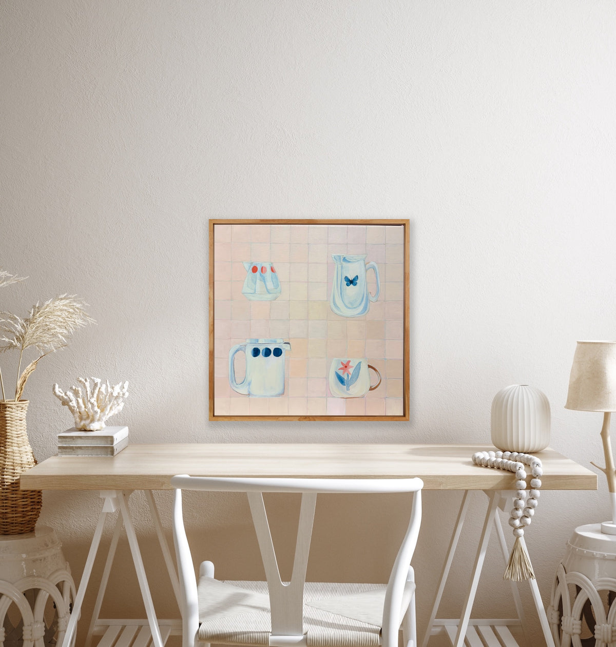PASTEL PERFECTION, Raw timber frame, acrylic on canvas, 40cm x 40cm