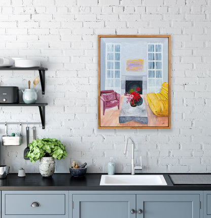 Beautiful Blooms, acrylic on canvas, framed in raw timber, 38cm(h)x28cm(w)
