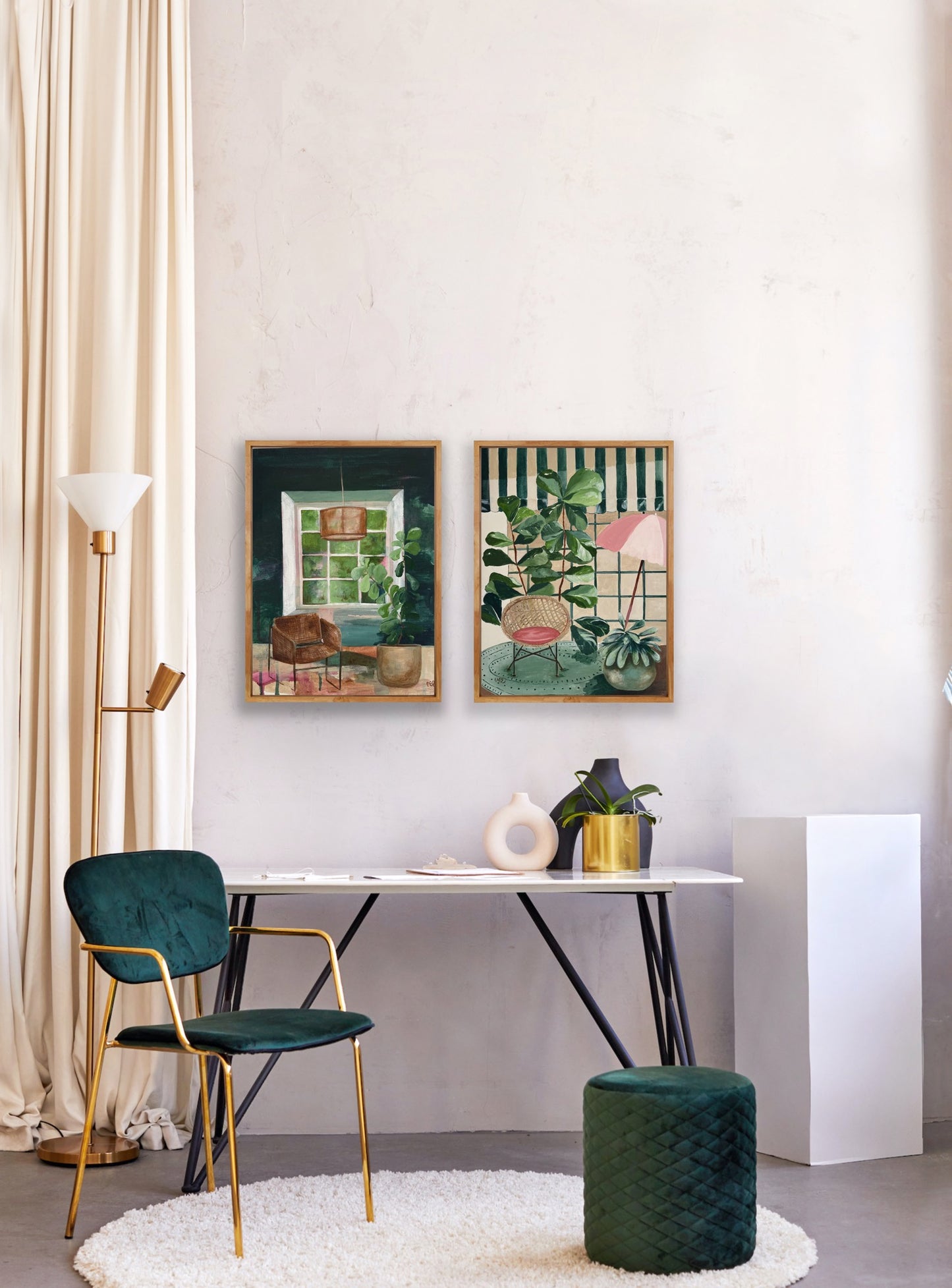 Garden State, framed, acrylic on canvas, mini interior, 44cmx33cm