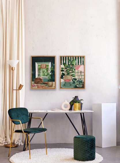 Garden State, framed, acrylic on canvas, mini interior, 44cmx33cm