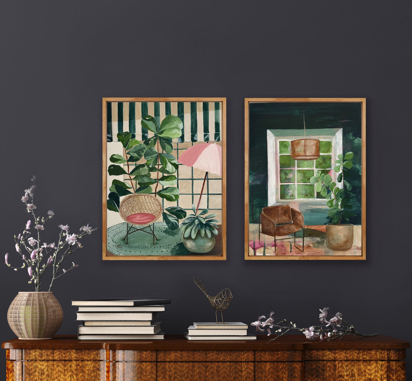Garden State, framed, acrylic on canvas, mini interior, 44cmx33cm