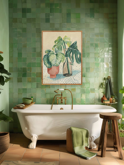 INDOOR JUNGLE acrylic on canvas, raw timber frame, 30cmx40cm