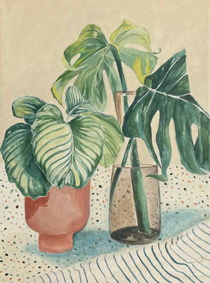 INDOOR JUNGLE acrylic on canvas, raw timber frame, 30cmx40cm