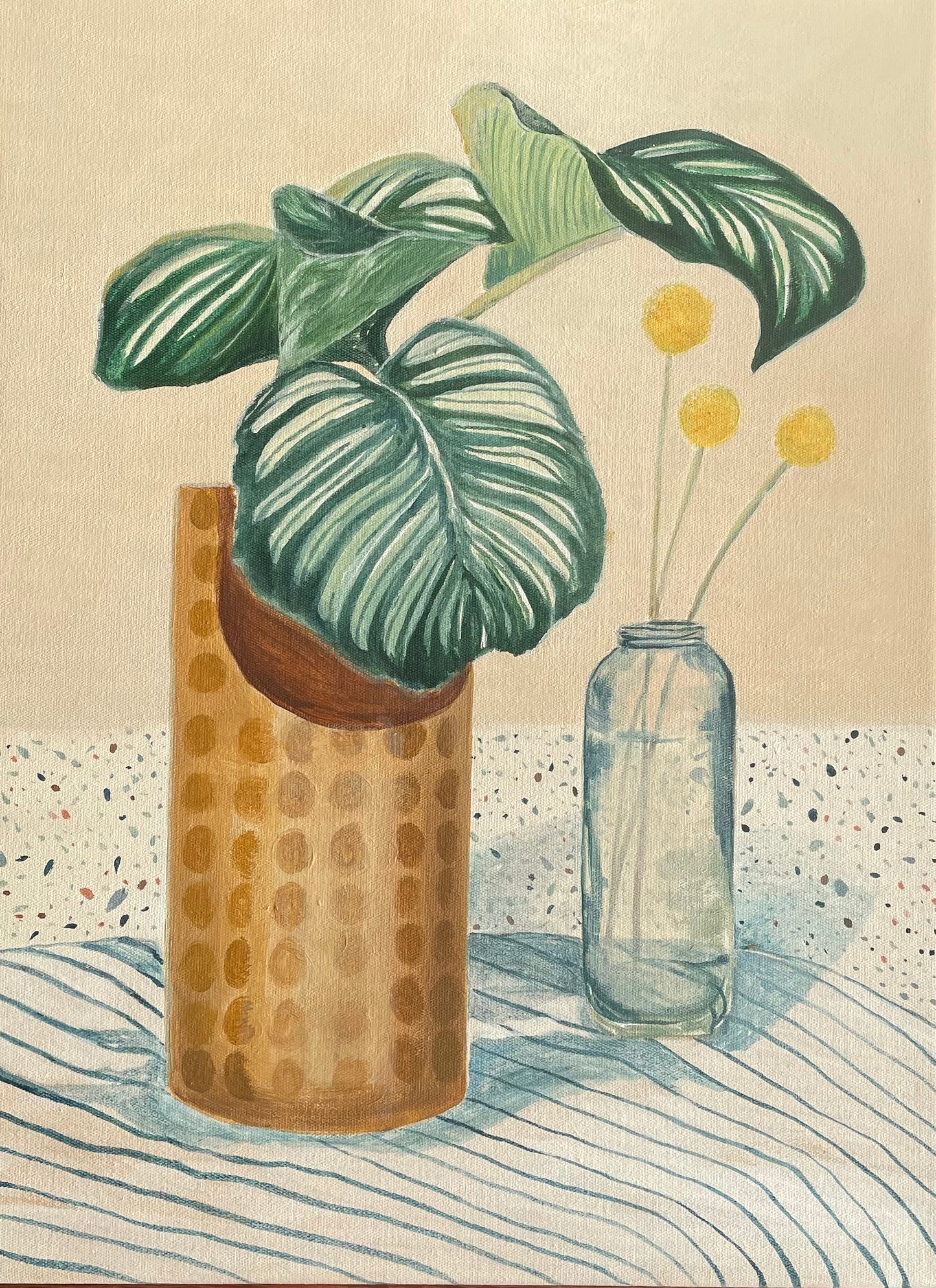 PLANT LIFE acrylic on canvas, raw timber frame, 30cmx40cm