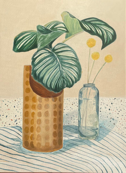 PLANT LIFE acrylic on canvas, raw timber frame, 30cmx40cm