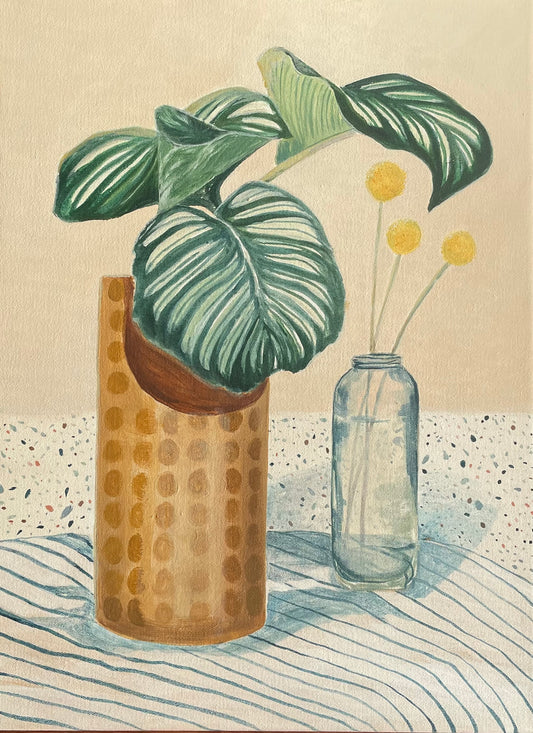 PLANT LIFE acrylic on canvas, raw timber frame, 30cmx40cm