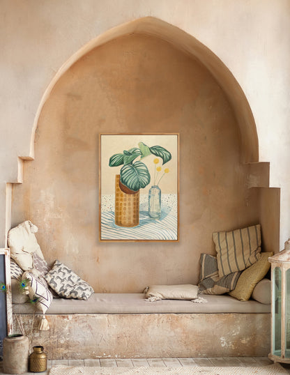 PLANT LIFE acrylic on canvas, raw timber frame, 30cmx40cm