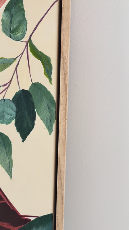 Afternoon Tipple, botanical still life, framed in raw oak 80cm x 80cm